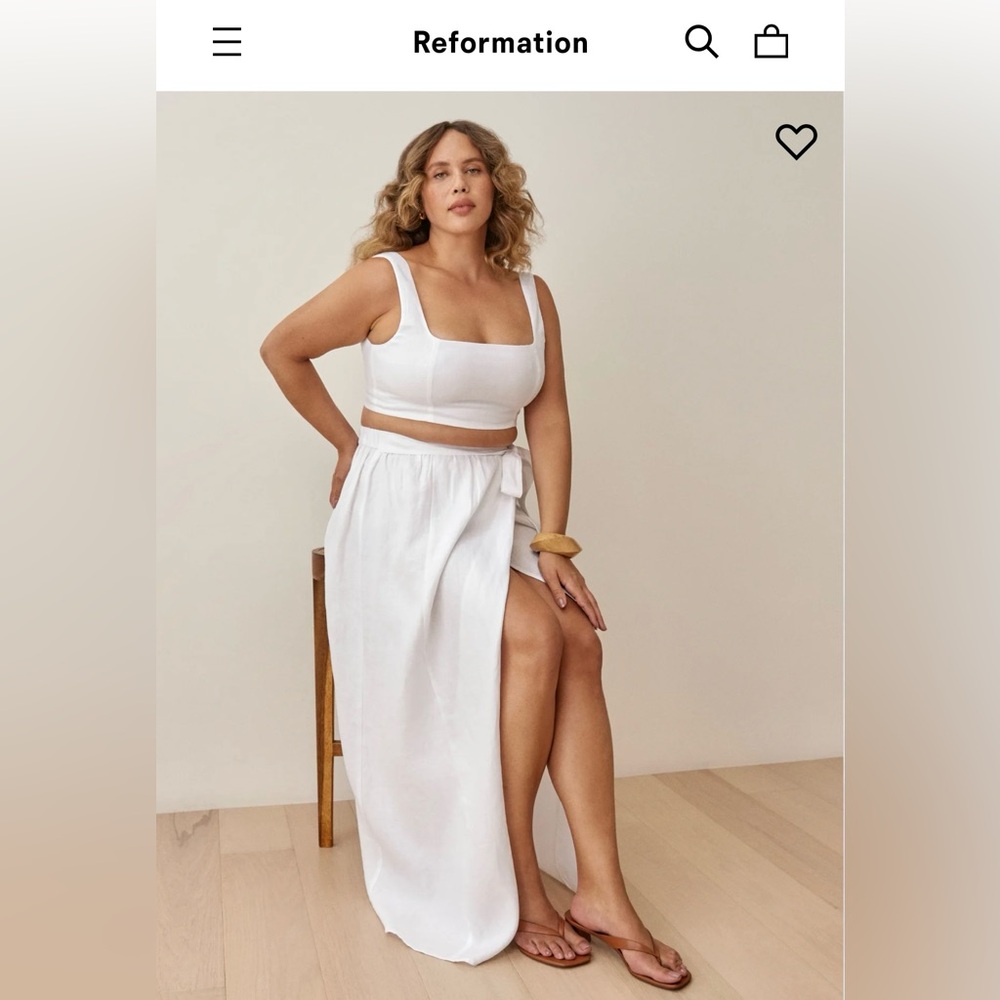 Reformation NWT Palm Linen Two Piece Set in White